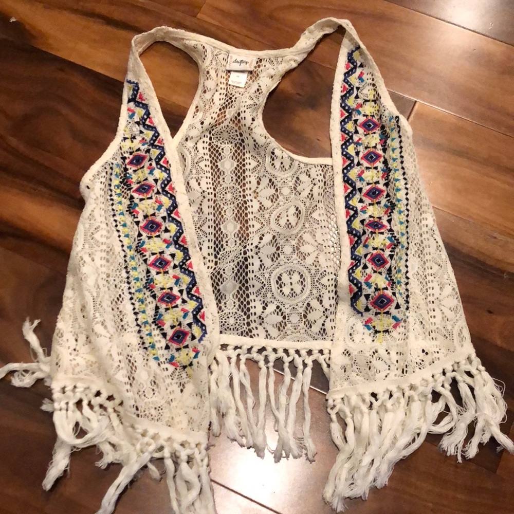 Fringe vest with color detail. Perfect for fests!